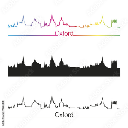 Fotomural Oxford skyline linear style with rainbow