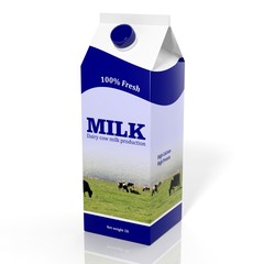 Canvas Print - 3D milk carton box isolated on white