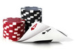 double aces with fiches on white background
