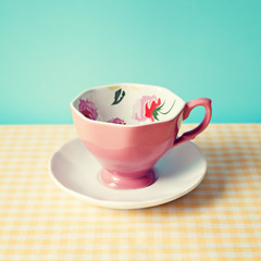 Sticker - Vintage pink tea cup