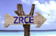 Zrce Wooden Sign With A Beach On Background