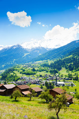 Wall Mural - Traditional countryside near Alps in summer
