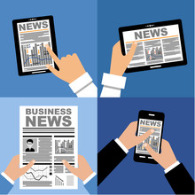 Business news on the tablet and in the newspaper