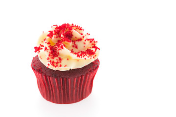 Wall Mural - Red velvet cupcakes isolated on white