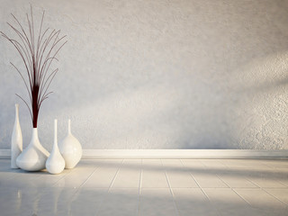 Wall Mural - many white vases on the floor