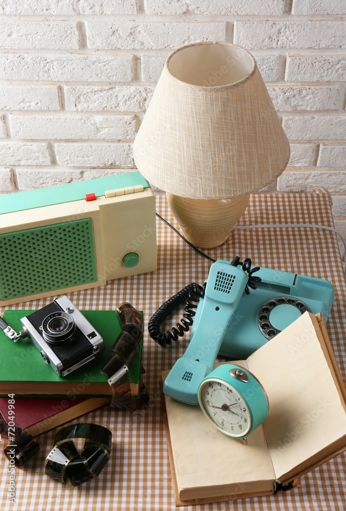 Retro things on table, close up