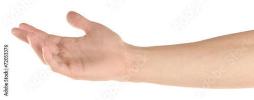 Cuadros en Lienzo Man hand hold something isolated on white