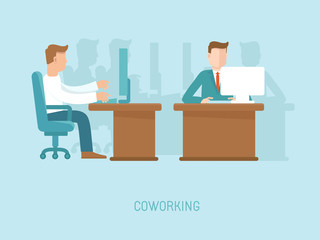 Poster - Vector coworking concept in flat style