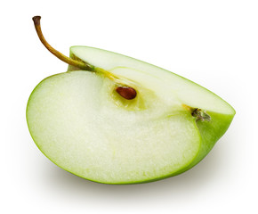 Wall Mural - Green apple. Slice isolated on white. With clipping path