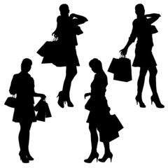 Canvas Print - Vector silhouette of the woman.