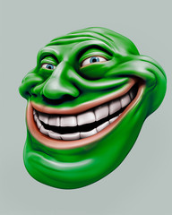 Wall Mural - Green trollface. Internet troll 3d illustration