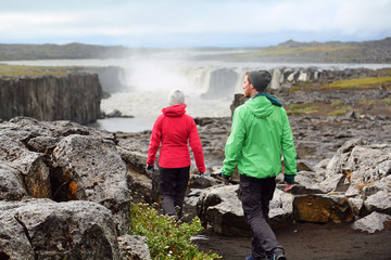 Wall Mural - Hiking people in Iceland nature landscape Selfoss