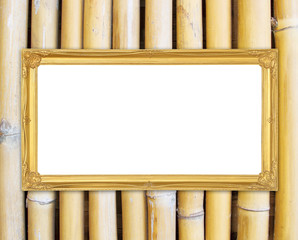 Canvas Print - golden frame on bamboo wall background