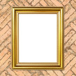 © geargodz - golden frame on brick stone wall background