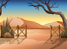 A Desert With A Fence
