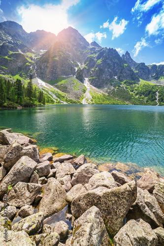 Naklejka na kafelki Eye of the Sea lake in Tatra mountains, Poland