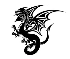 Wall Mural - Black dragon tattoo