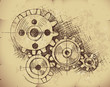 Vector gears on old paper