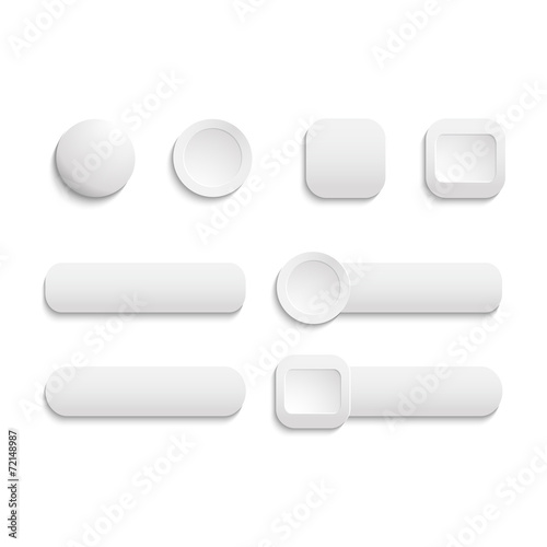 Fotografie, Obraz Vector realistic Matted white color Web buttons symbol set is