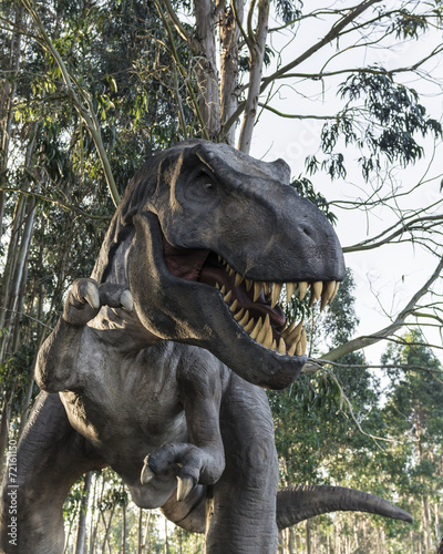 Nowoczesny obraz na płótnie T-Rex w jurajskim lesie
