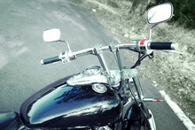 Motorcycle Detail With Gasoline Tank And Speedometer. Chrome