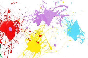  Colorful splashes of paint isolated on white