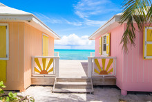 Bright Colored Houses On An Exotic Caribbean Island