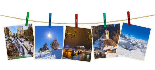 Wall Mural - Austria mountains ski photography on clothespins