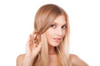 © julenochek - Woman with long straight blond hairs isolated