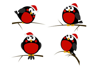 Set of cartoon Christmas birds