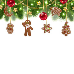 Sticker - Christmas background with gingerbreads