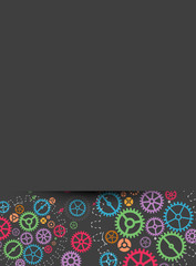 Abstract technology background with colorful gears. Vector illus