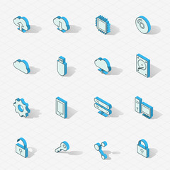 Wall Mural - light vector isometric flat design icon set