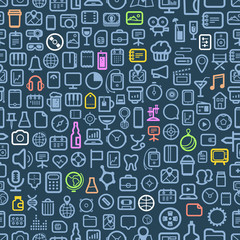 Poster - interface icons seamless background