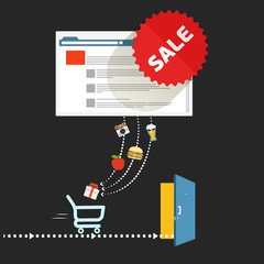 Poster - Modern digital shop concept. Flat design