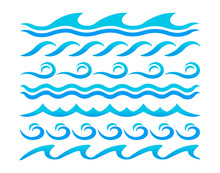 Water Waves Design Elements Vector Set