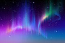 Aurora Borealis In Starry Polar Sky, Illustration