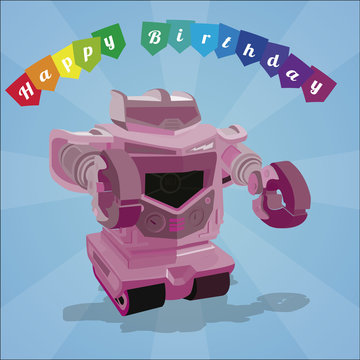birthday gift card over blue color background