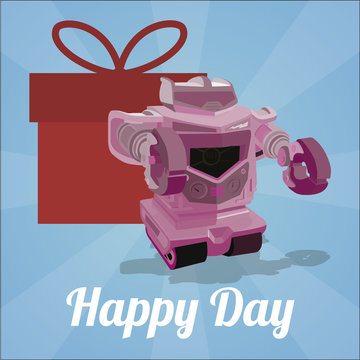 birthday gift card over blue color background