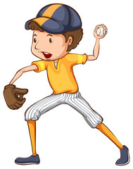 Sticker - A coloured drawing of a baseball player