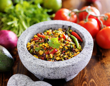 Mexican Stone Molcajete With Fire Roasted Corn Salsa
