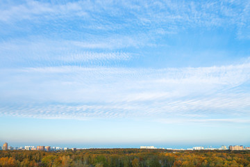 Canvas Print - blue afternoon sky over residential district