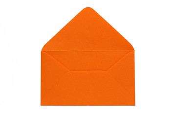 open orange envelope on white background