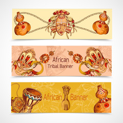 Wall Mural - Africa sketch colored banners horizontal