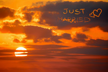 Just Married Written At Sunset