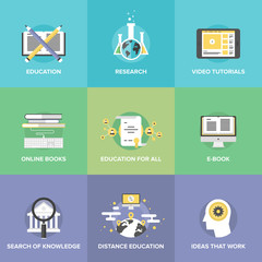 Poster - distance education flat icons set