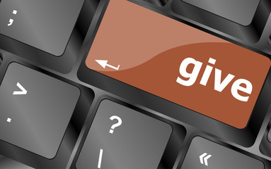 Poster - give word on computer pc keyboard key