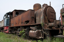 Abandoned Train On Railway