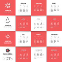 Calendar 2015 Vector Template Week Starts Sunday