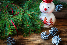 Christmas Background With Snowman